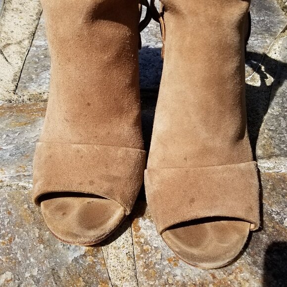 Joe's Jeans Taupe Petra Stone Tan Suede Peep Toe B - Picture 6 of 15